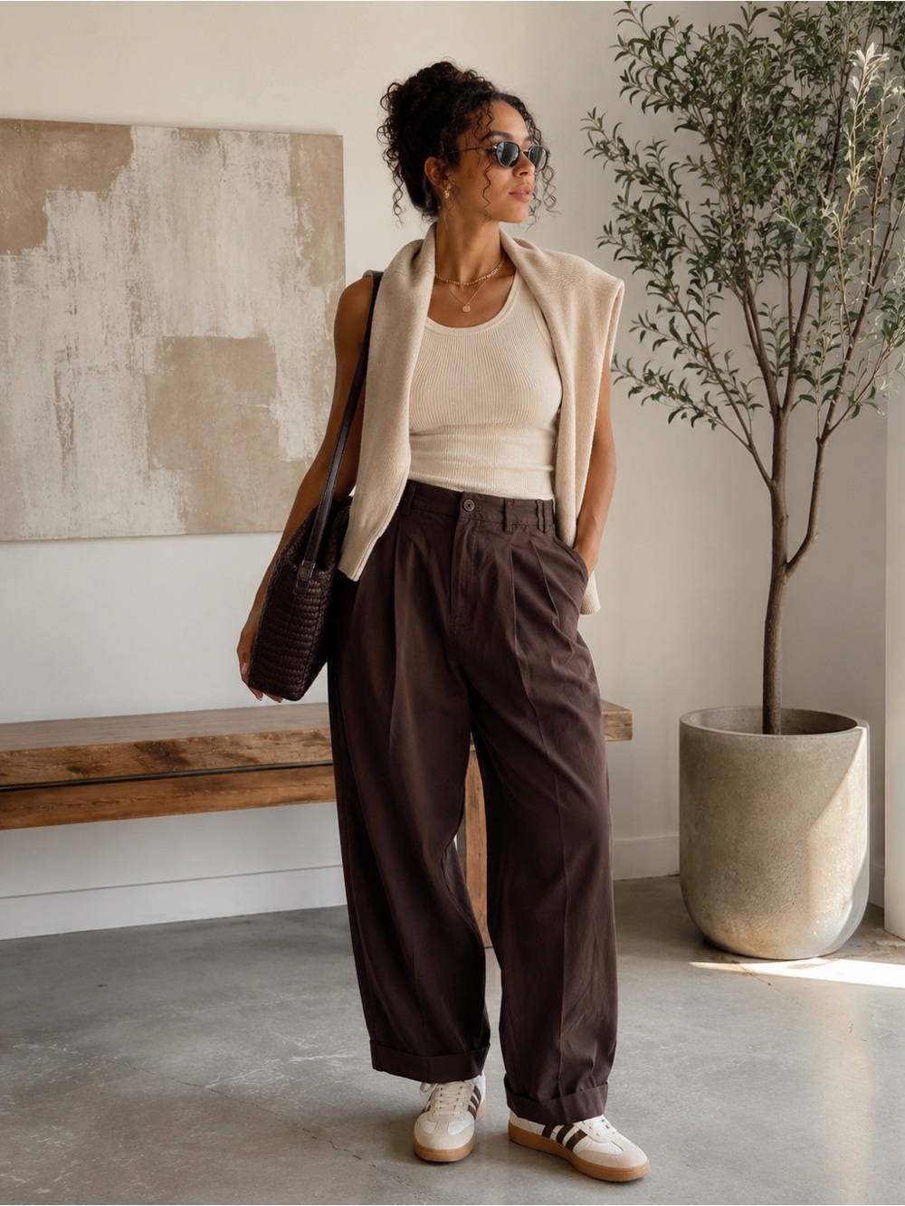 Free People Brown Cropped Pants Size 2 NWT